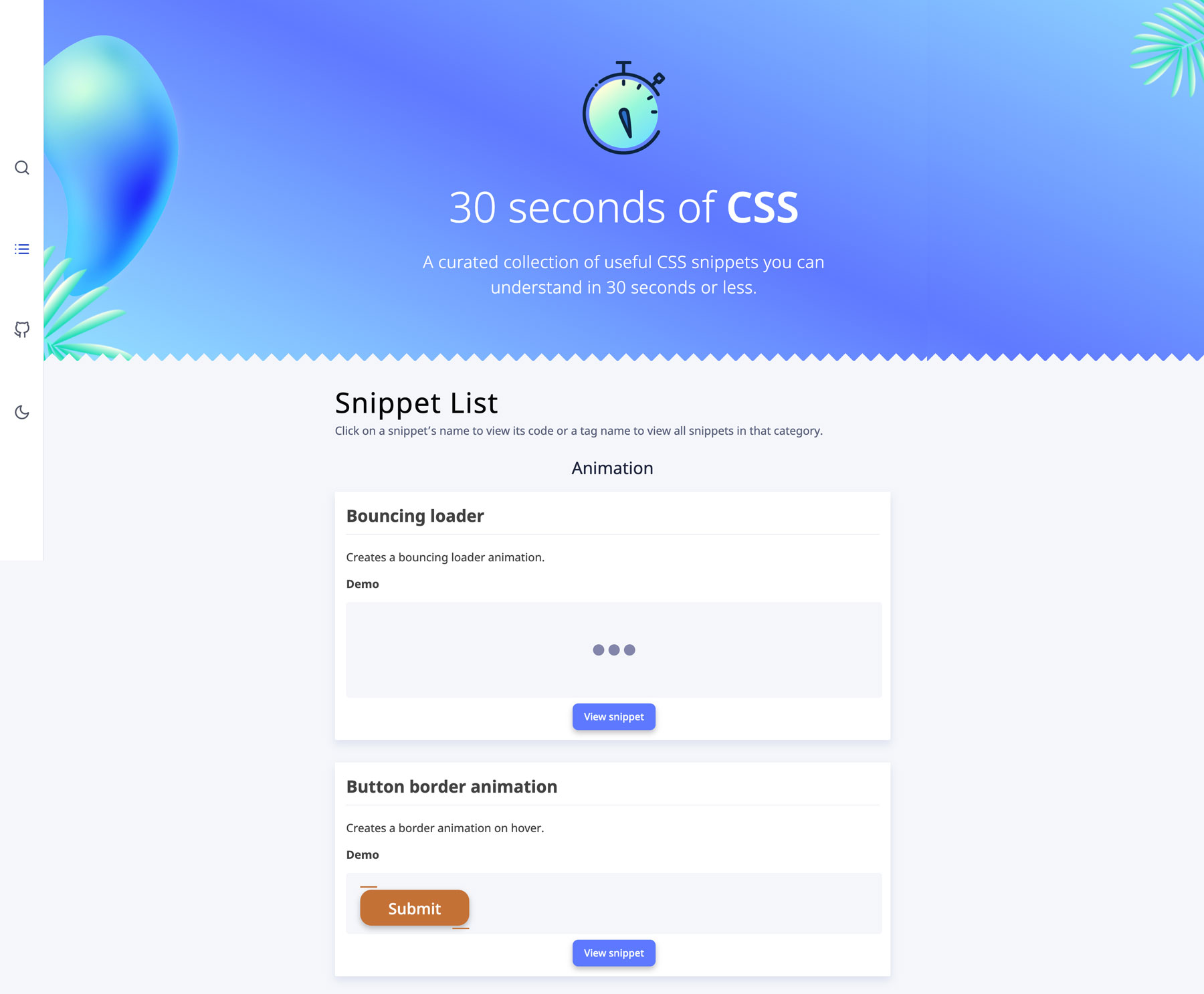 30 Seconds of CSS Screenshot