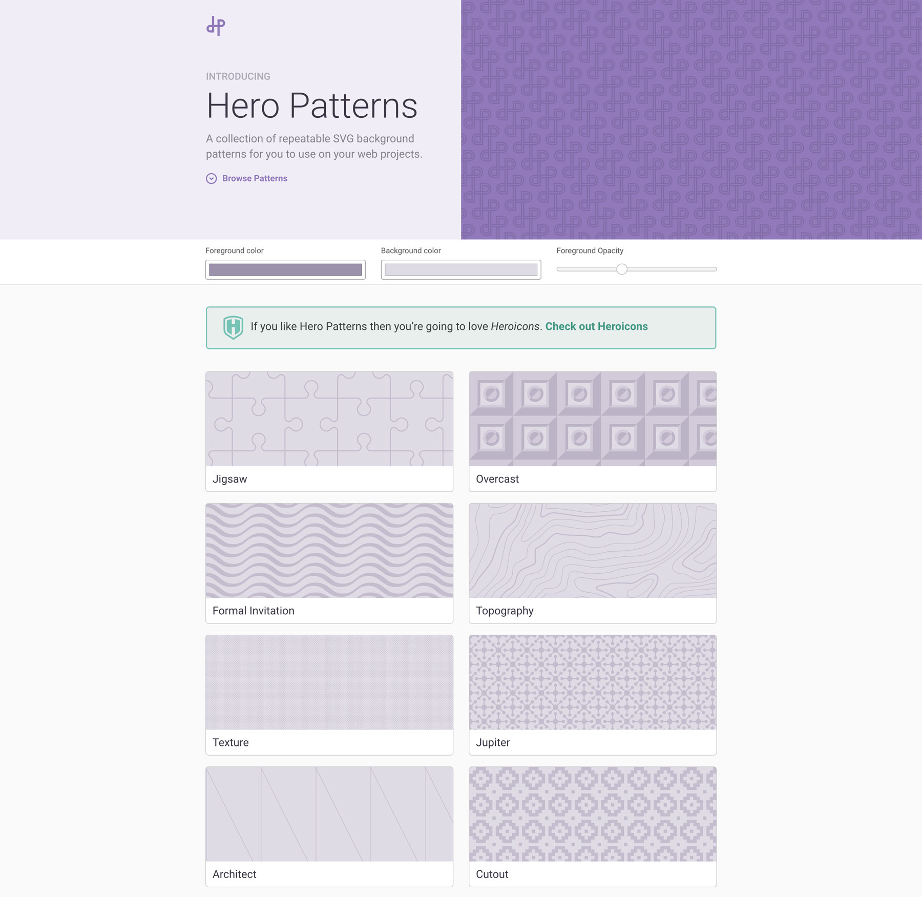Hero Patterns Screenshot