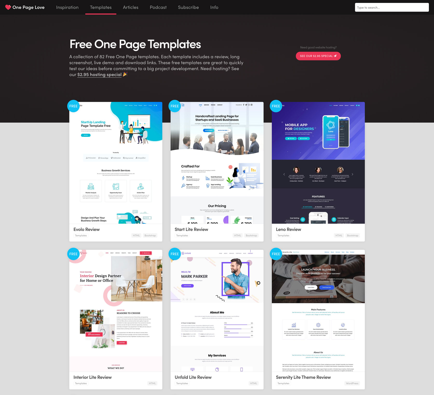 One Page Love Templates Screenshot