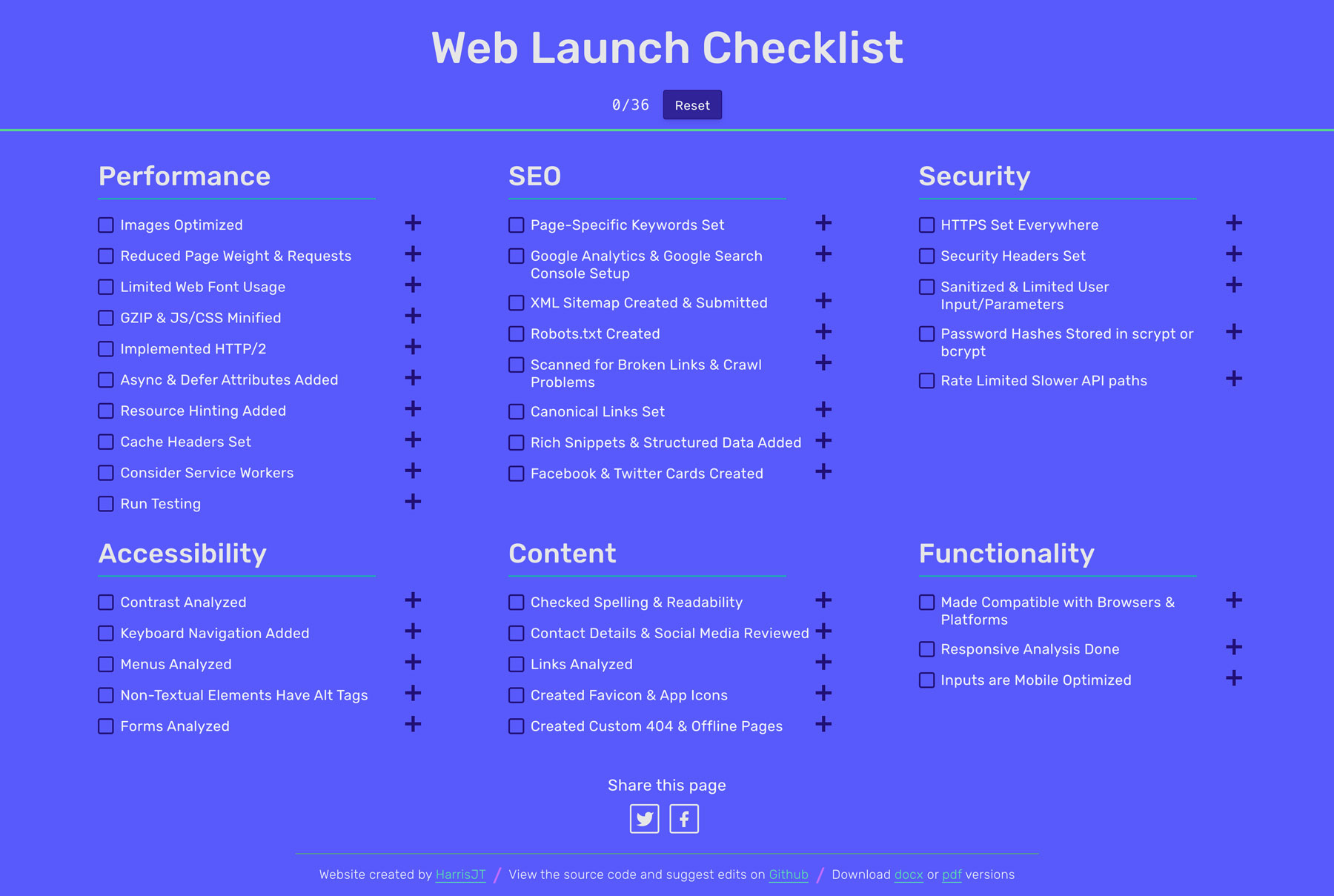 Web Launch Checklist Screenshot